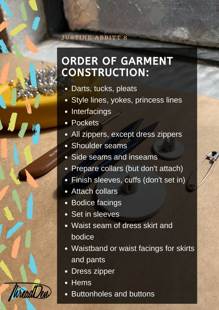 Garment sewing order of construction Sewing Classes Melbourne Thread Den